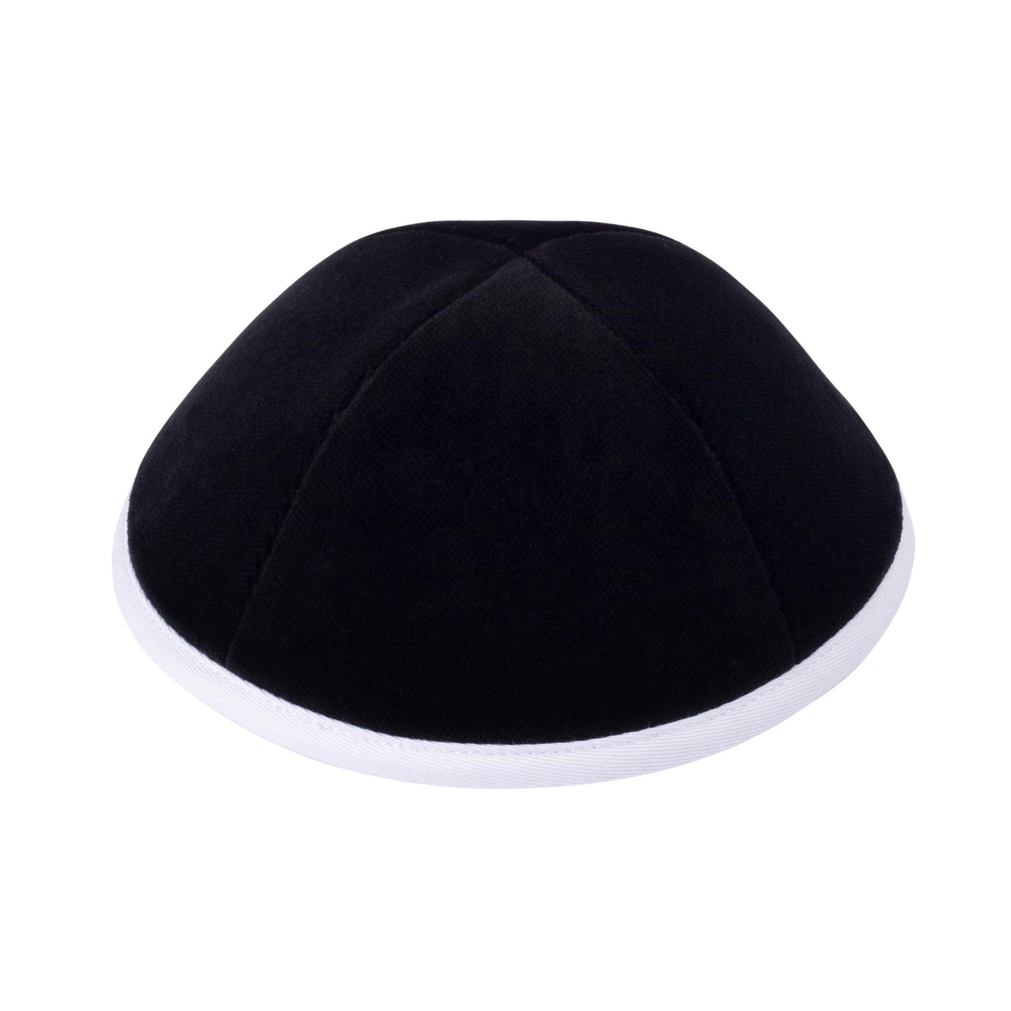 IKIPPAH BLACK VELVET W/ WHITE RIM YARMULKE