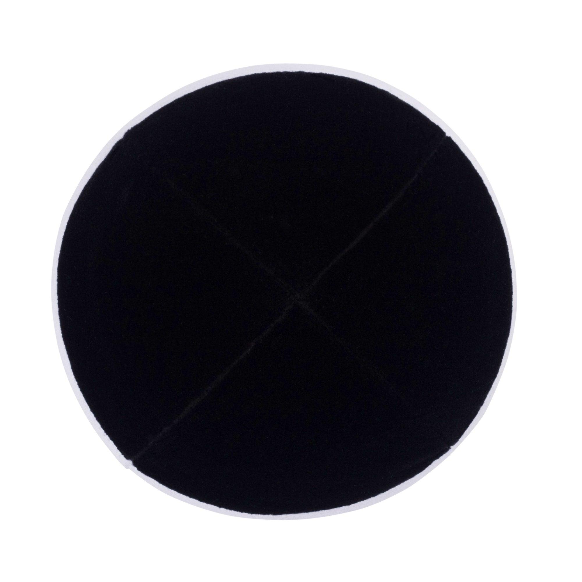 IKIPPAH BLACK VELVET W/ WHITE RIM YARMULKE