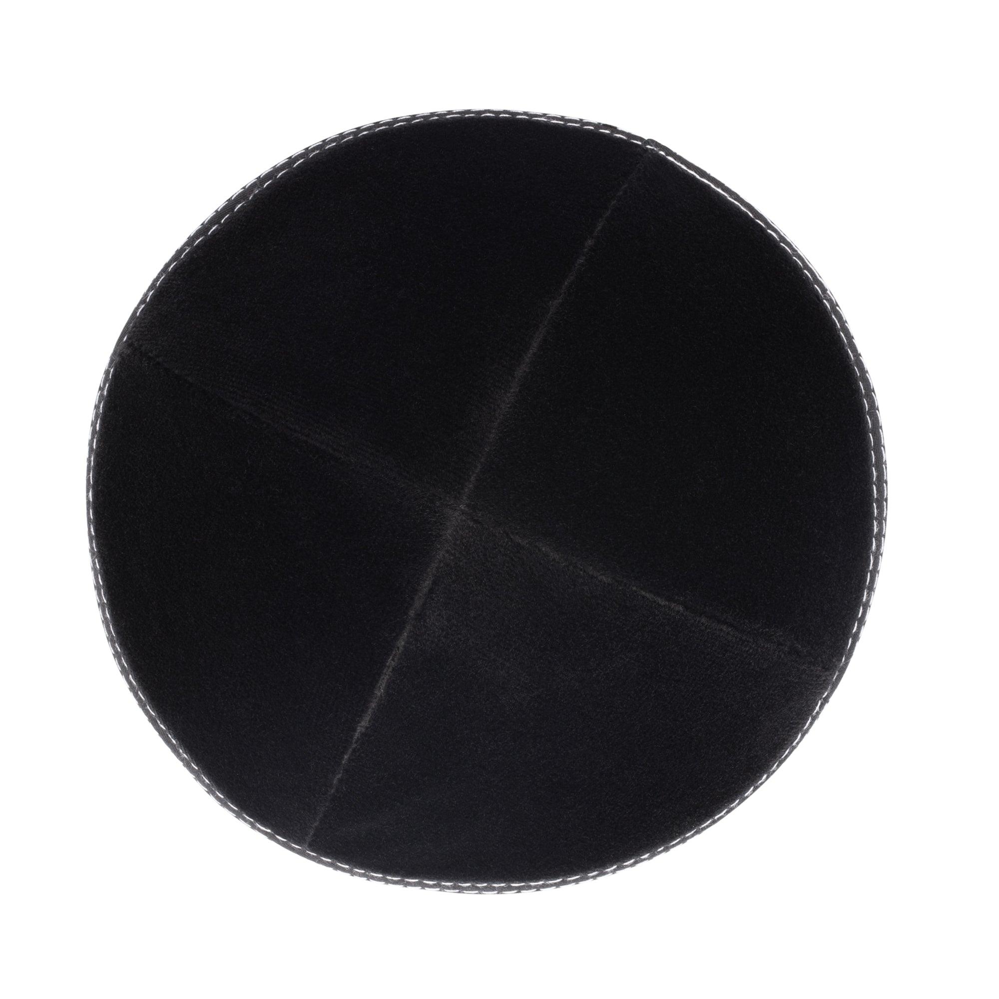 IKIPPAH BLACK VELVET W/ WHITE STITCHING YARMULKE