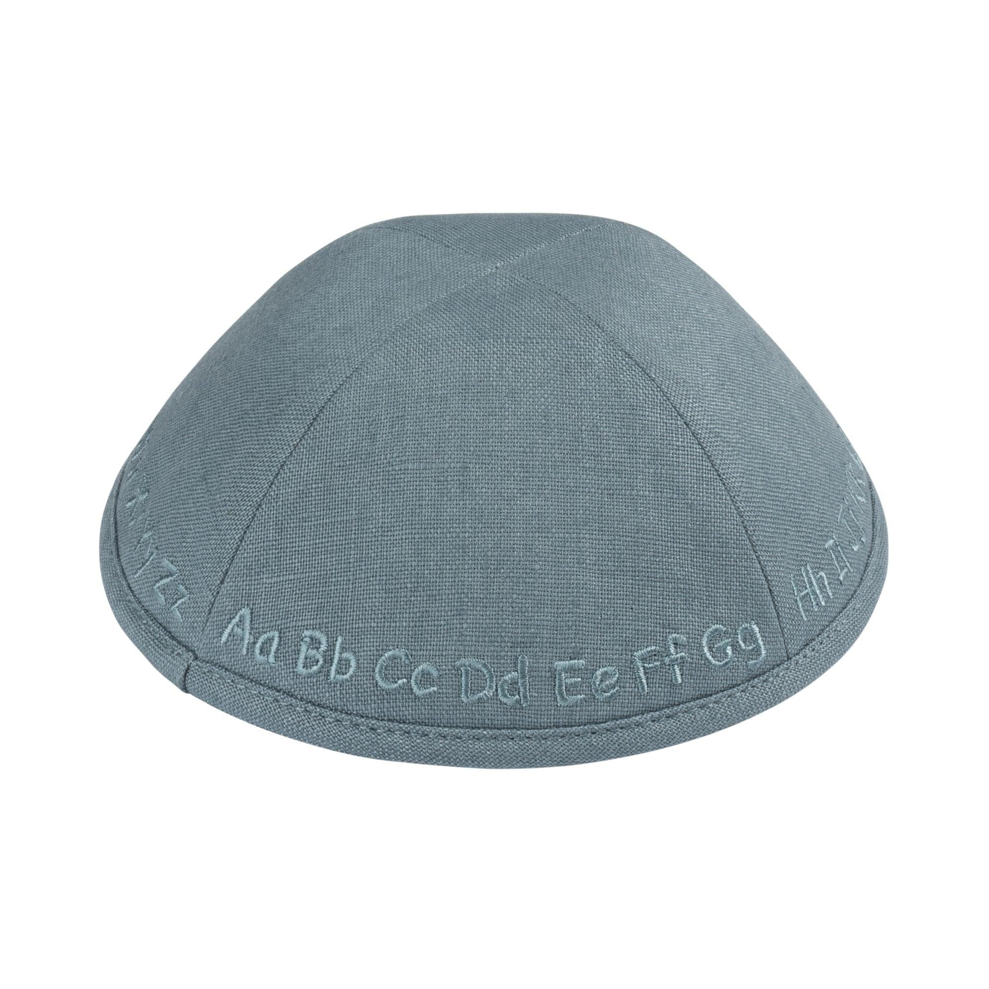 IKIPPAH BLUE GRAY LINEN W/ ABC YARMULKE