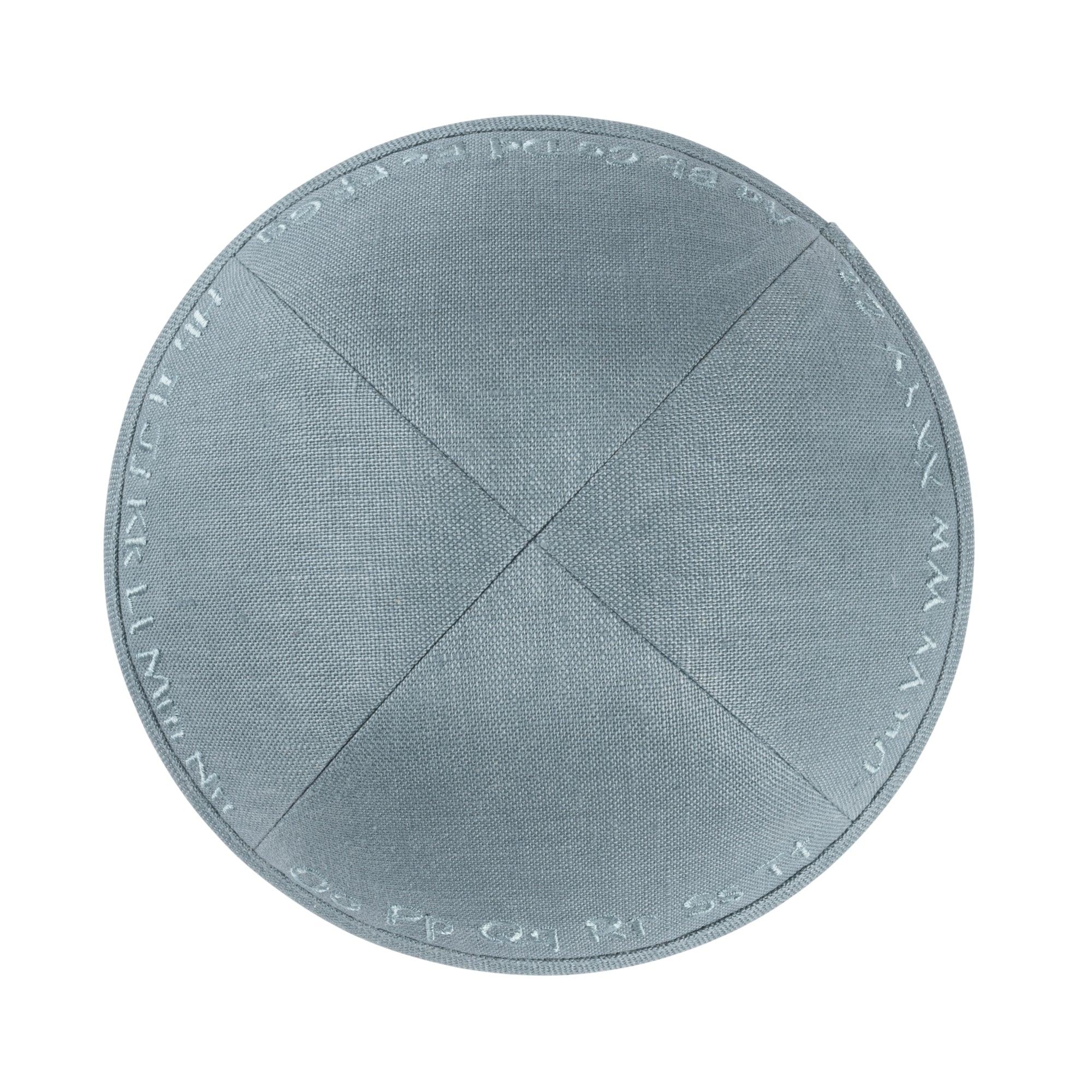 IKIPPAH BLUE GRAY LINEN W/ ABC YARMULKE