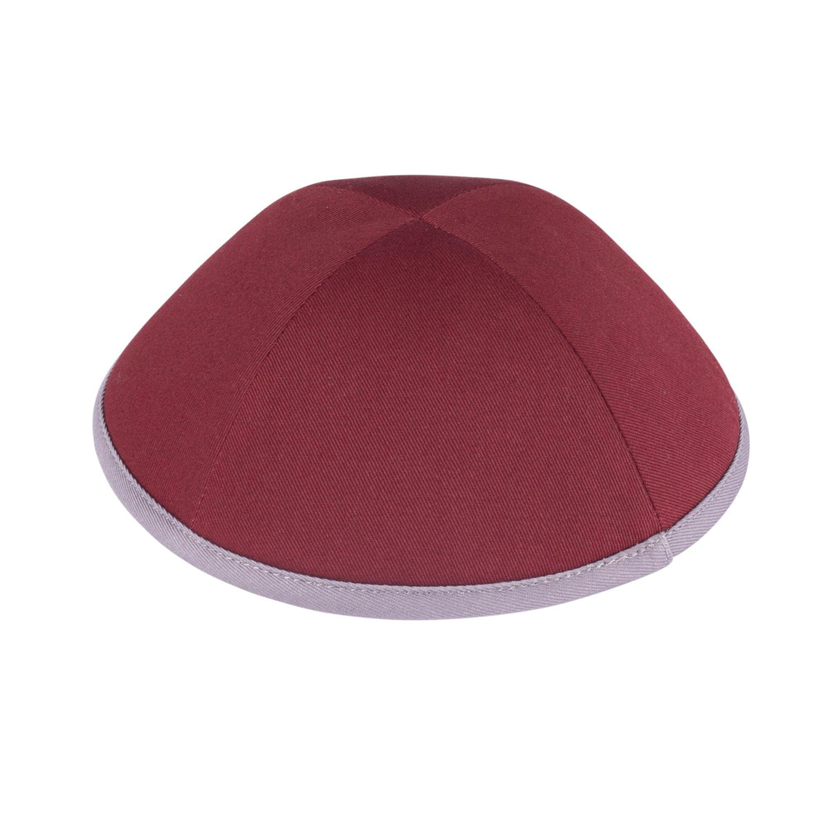 IKIPPAH BURGUNDY COTTON W/ GRAY RIM YARMULKE