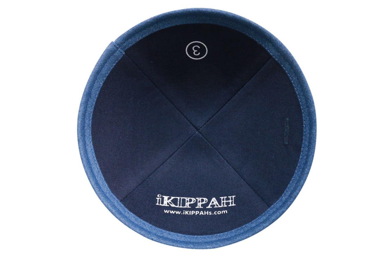 IKIPPAH DENIM W/ LIGHT BLUE DENIM RIM YARMULKE