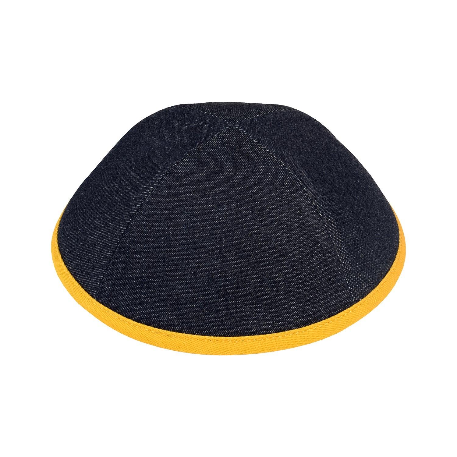 IKIPPAH DENIM W/ MUSTARD RIM YARMULKE