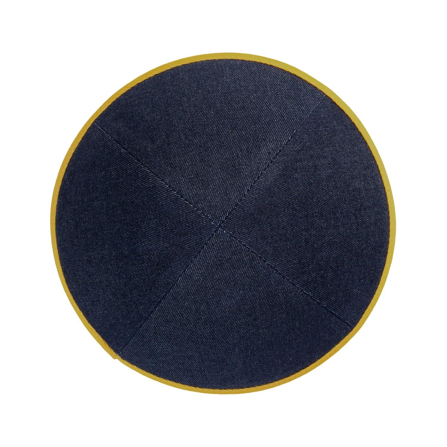 IKIPPAH DENIM W/ MUSTARD RIM YARMULKE