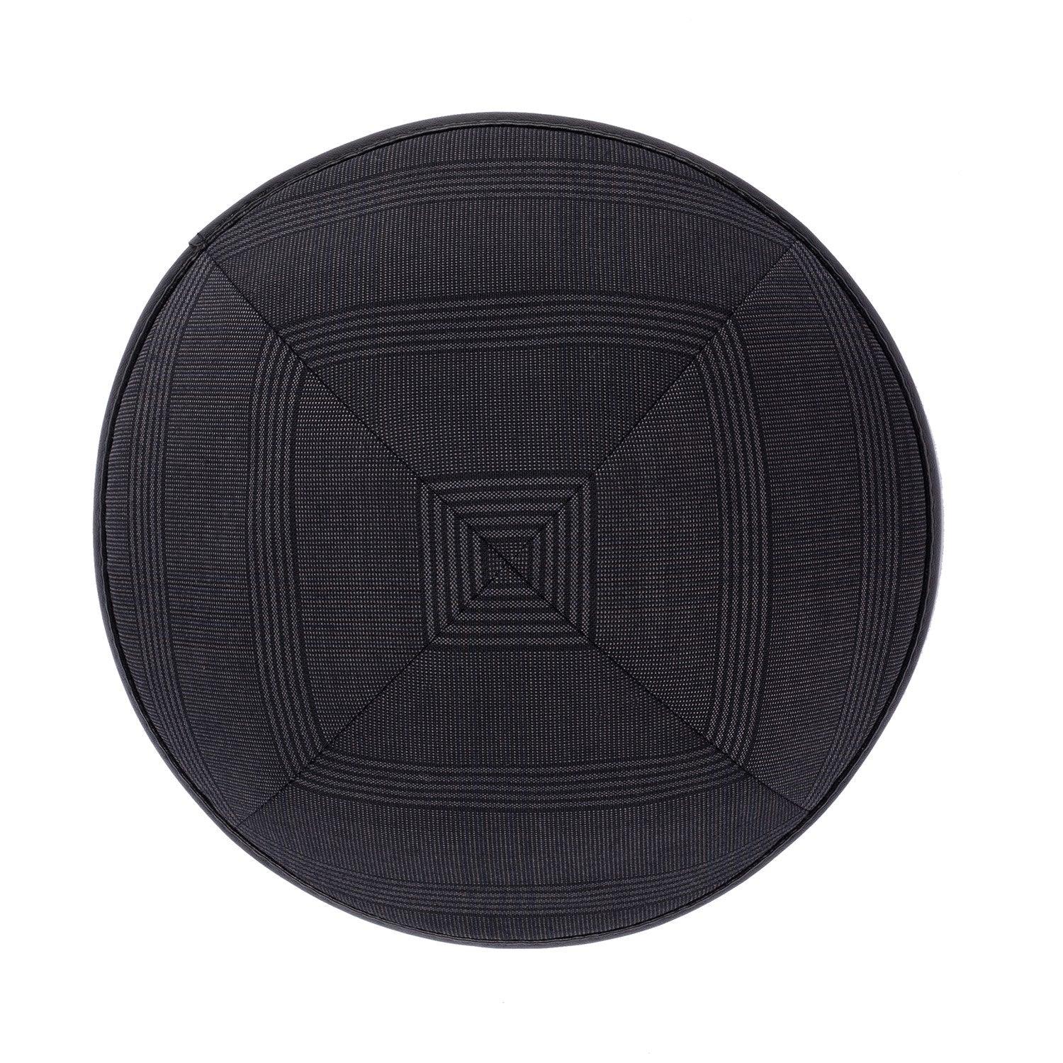 IKIPPAH GRAY PLAID W/ BLACK LEATHER RIM YARMULKE