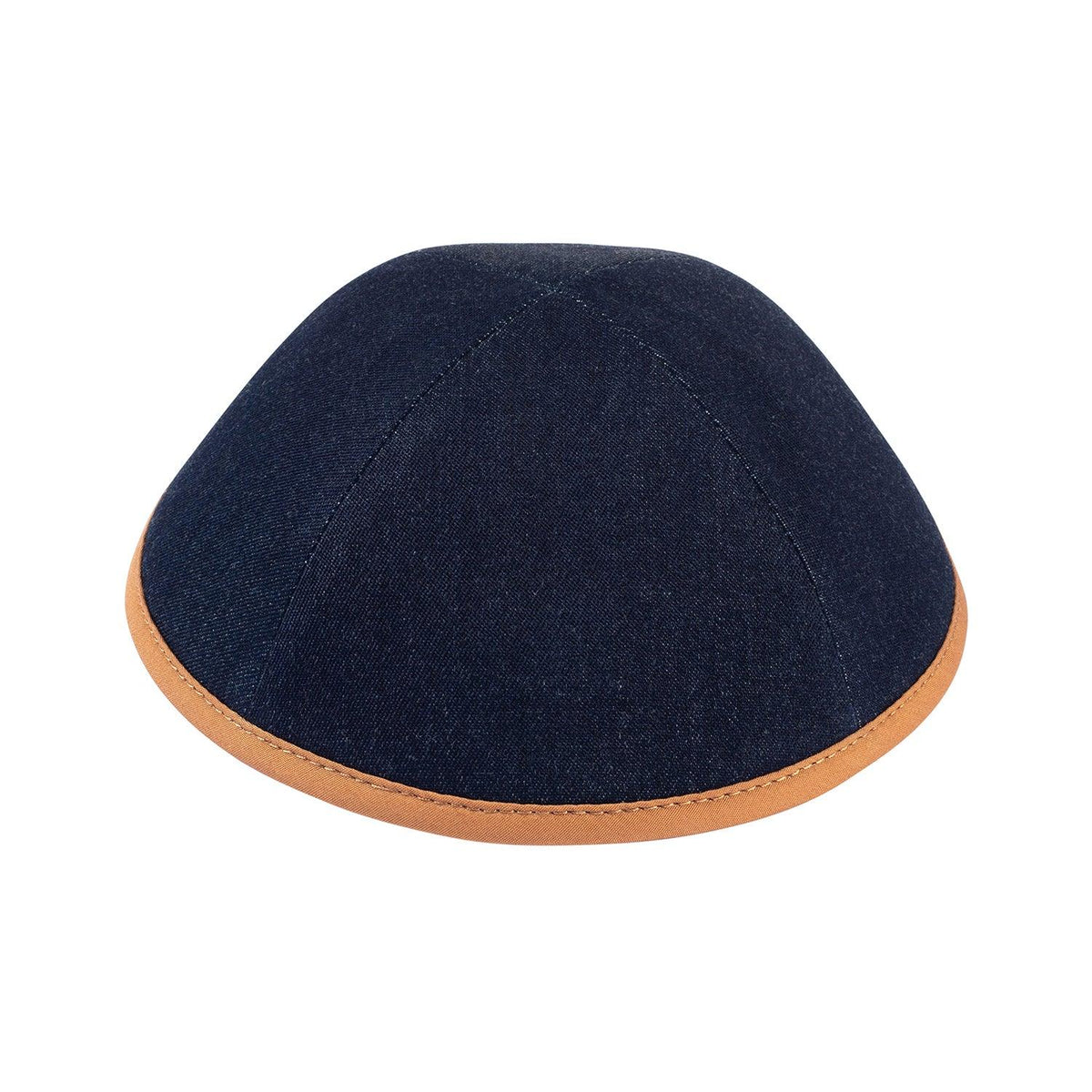 IKIPPAH NAVY DENIM W/ CAMEL RIM YARMULKE