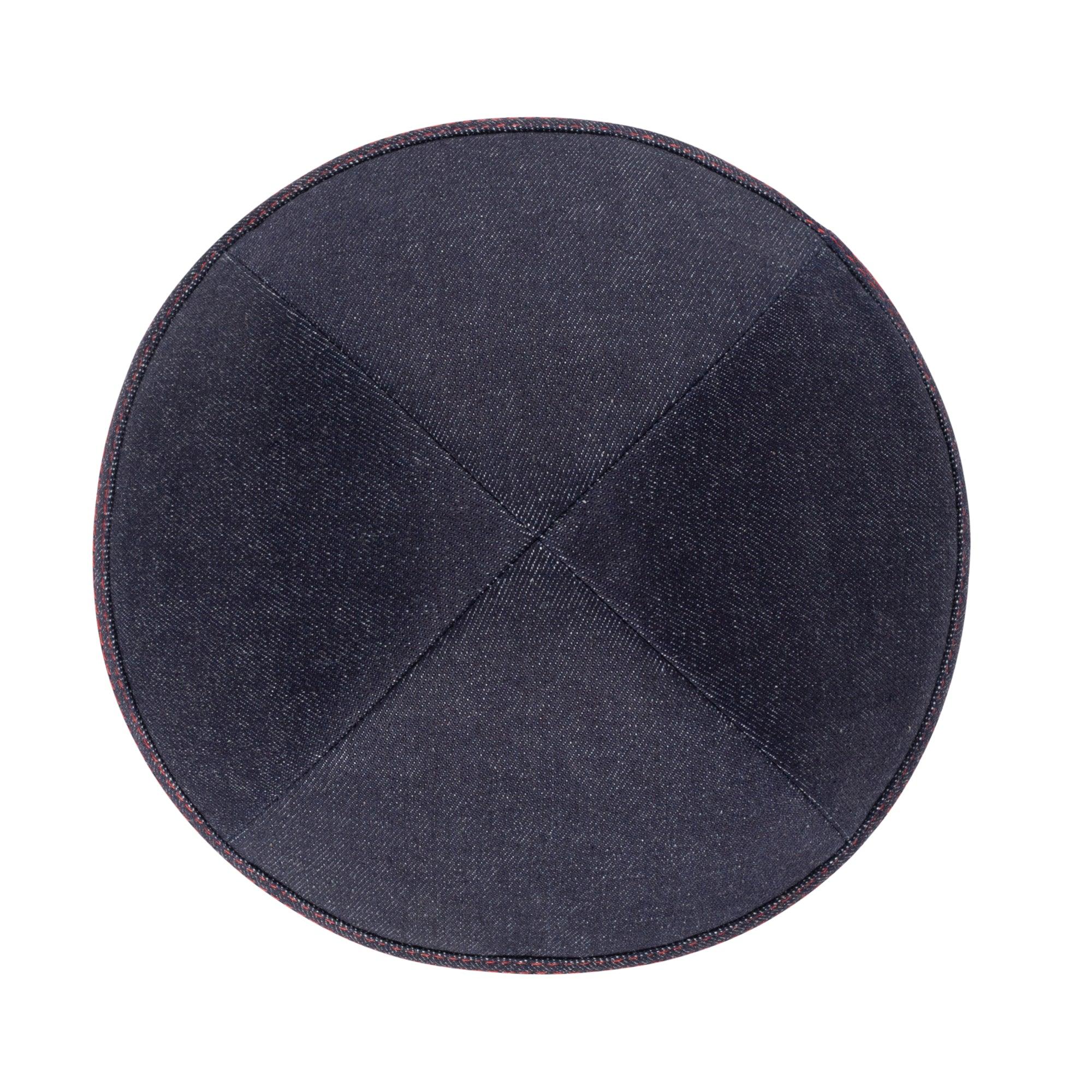 IKIPPAH NAVY DENIM W/ RED STITCHING YARMULKE