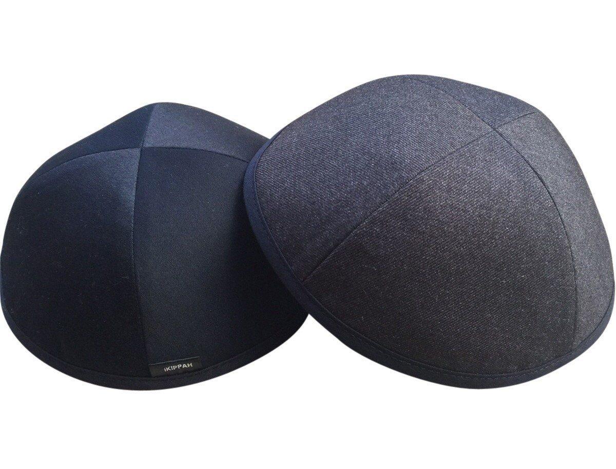 A stylish navy &amp; grey reversible high quality iKippah.