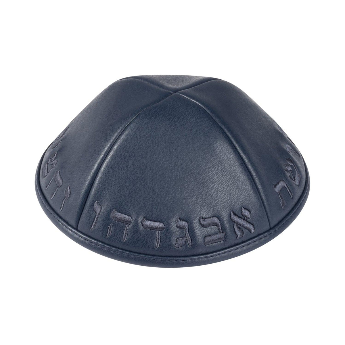 IKIPPAH NAVY LEATHER W/ ALEPH BAIS YARMULKE