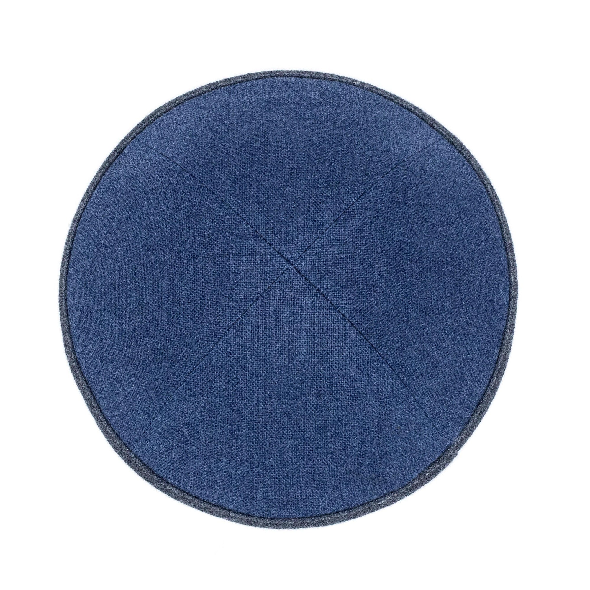 IKIPPAH NAVY LINEN W/ CHARCOAL RIM YARMULKE