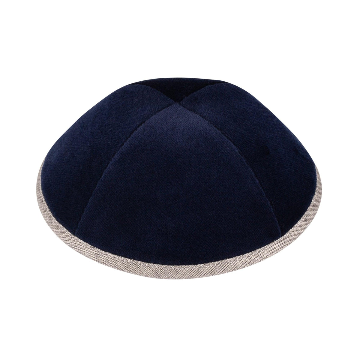 IKIPPAH NAVY VELVET W/ COFFEE RIM YARMULKE