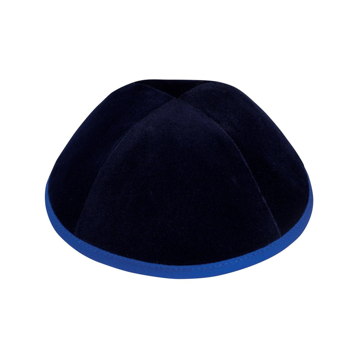 IKIPPAH NAVY VELVET W/ ROYAL BLUE RIM YARMULKE