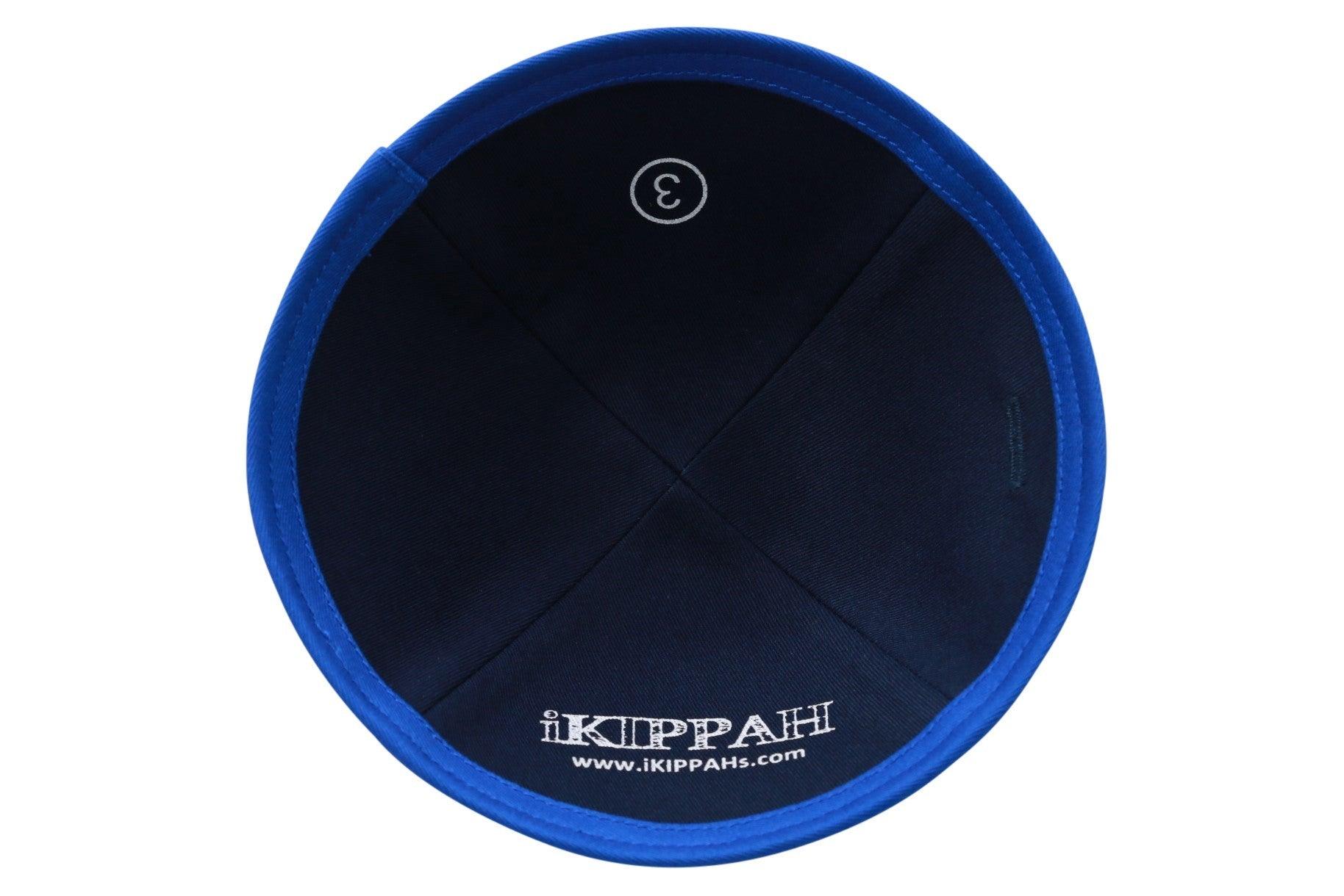 IKIPPAH NAVY VELVET W/ ROYAL BLUE RIM YARMULKE