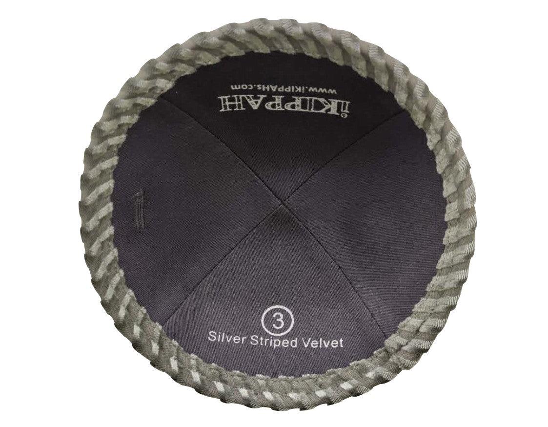 IKIPPAH STRIPED VELVET - SILVER YARMULKE