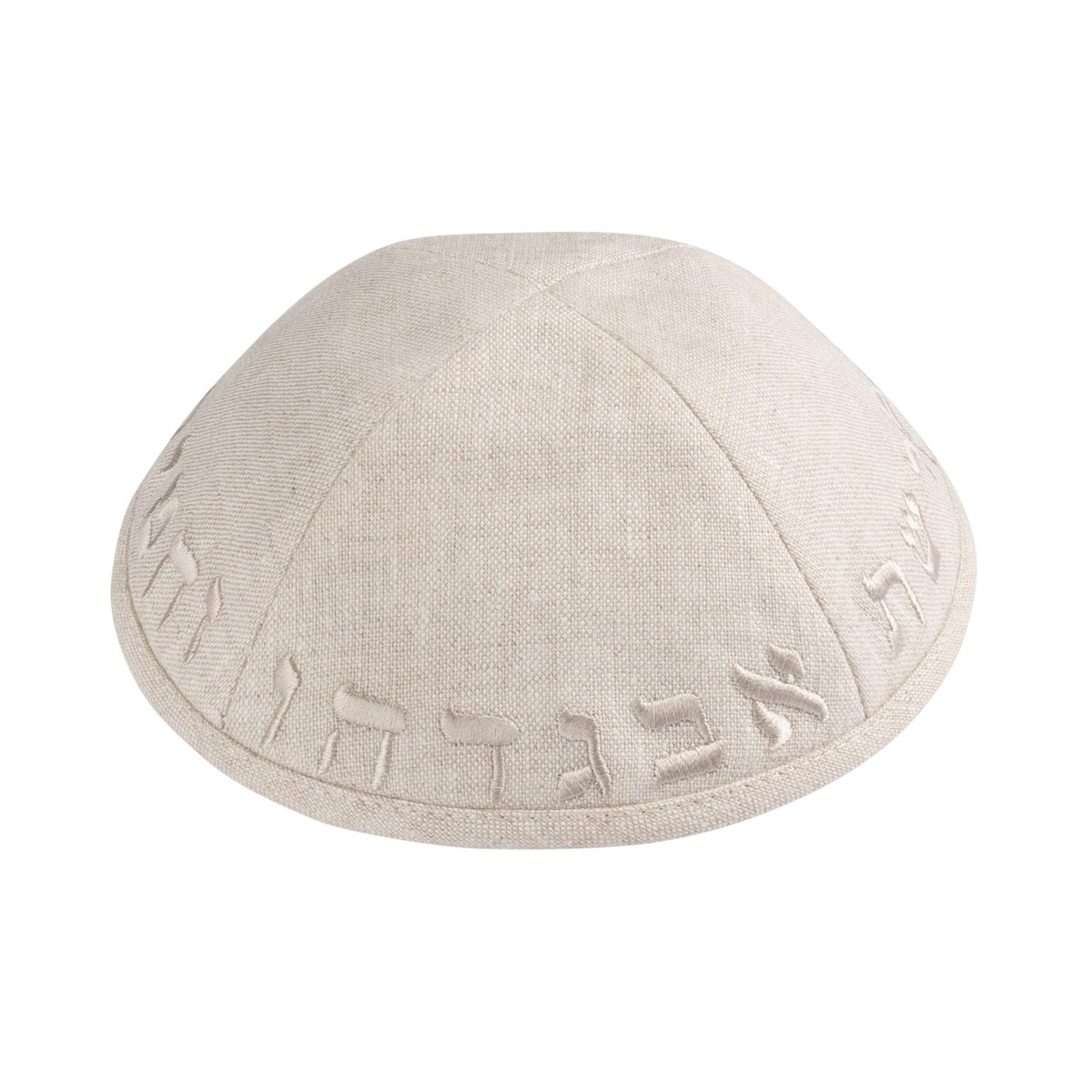 IKIPPAH TAN LINEN W/ ALEPH BAIS YARMULKE