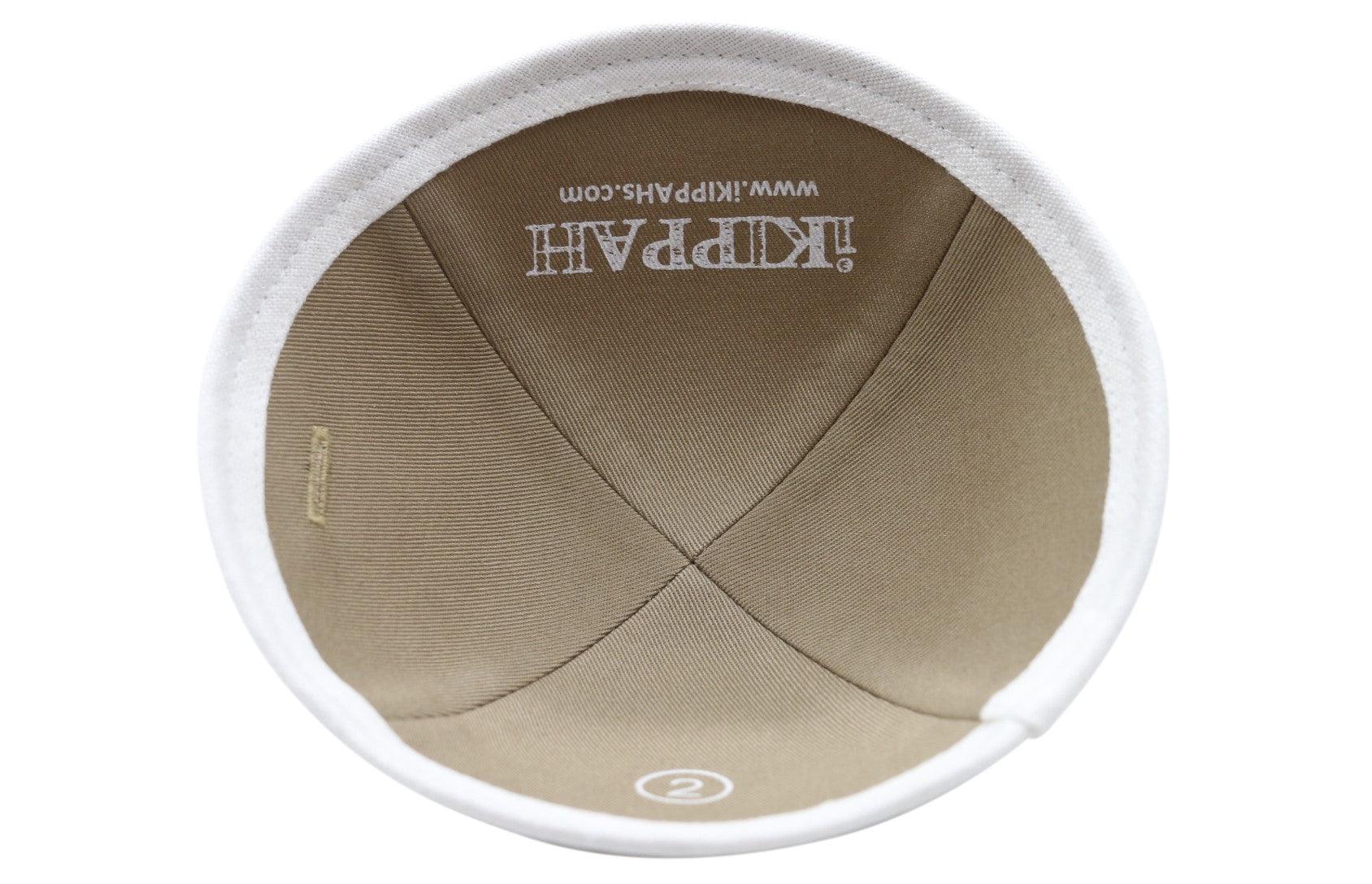 IKIPPAH TAN LINEN W/ CREAM RIM YARMULKE