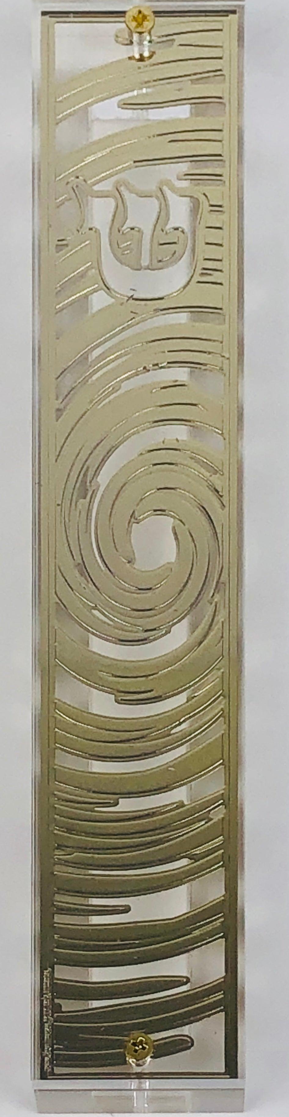 Mezuzah Case 24K Gold Plated- 15 cm scroll Design #7