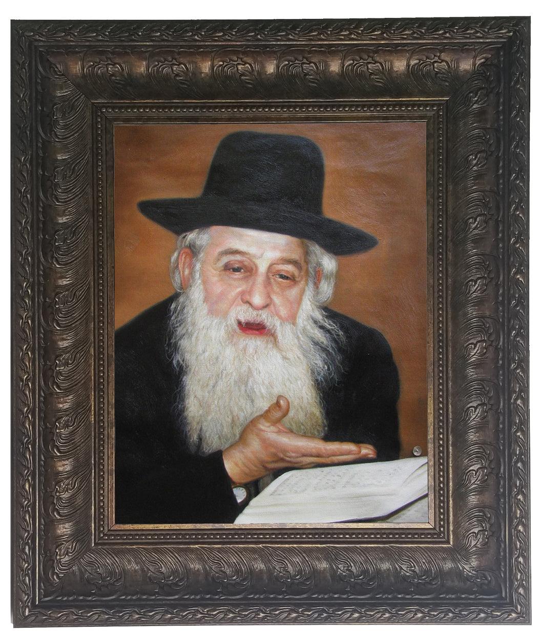 Rabbi Vachtfogel Giving Shiur in Brown Large Frame Size 16x20&quot;