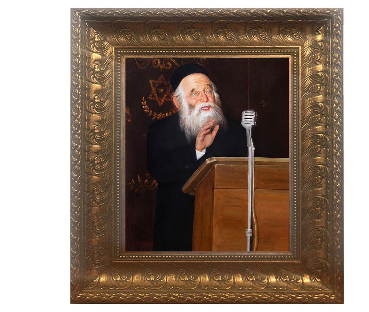 Rav Aharon Kotler framed picture-Painting in Gold Frame Size 11x14&quot;