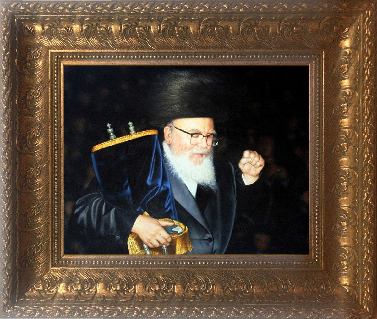 Skver Rebbe - Framed picture painting in gold frame Size 11x14&quot;