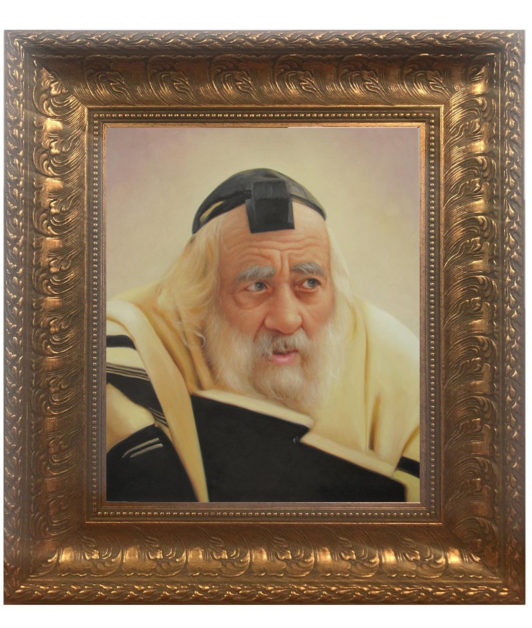 The Steipler with Tefillin Painting in gold frame Size 11x14&quot;