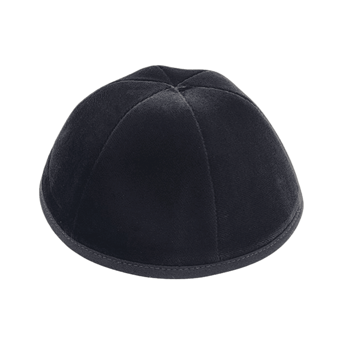 Velvet Kippah 6 Part w/o Rim  Black