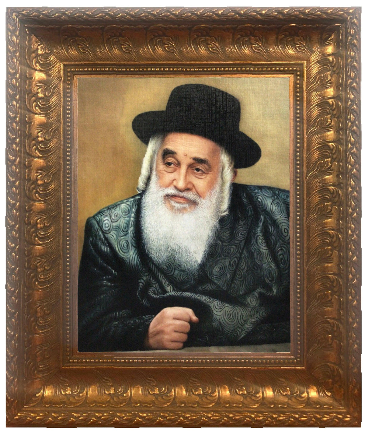 Viznitzer Rebbe- Yeshuas Moshe Painting on Canvas Gold Size 11x14&quot;