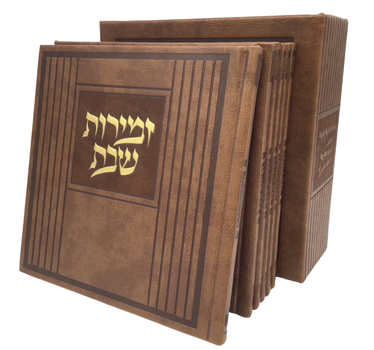 Zemiros Shabbos Holder, Hard Cover, 6V Set-Light Brown