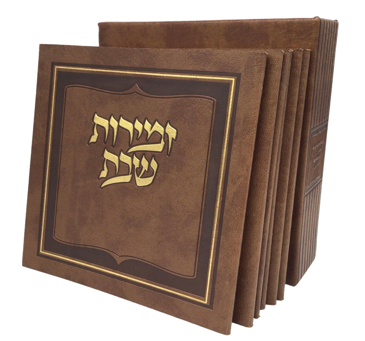 Zemiros Shabbos Holder, Soft Cover, 6V Set-Light Brown