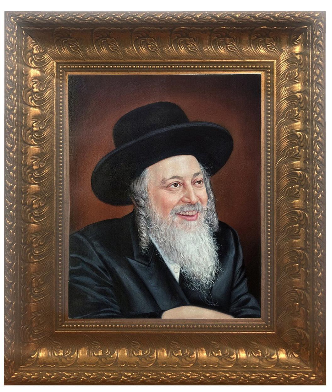 Zvhiller Rebbe Picture- painting in gold frame Size 11x14"
